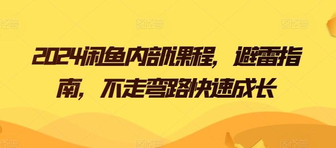 2024闲鱼平台内部结构课程内容，防雷手册，少走弯路快速增长-韬哥副业项目资源网