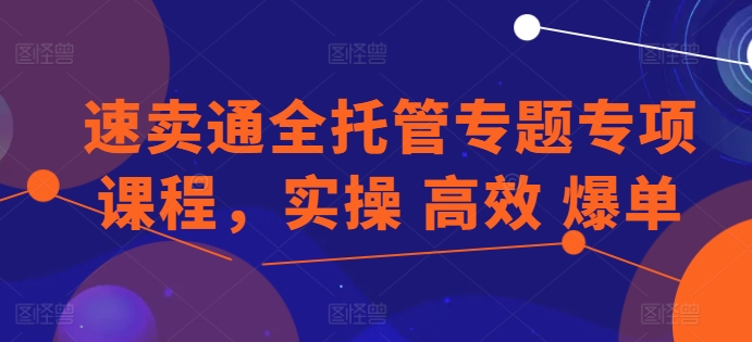 全球速卖通全托管专题讲座重点课程内容，实际操作 高效率 打造爆款-韬哥副业项目资源网