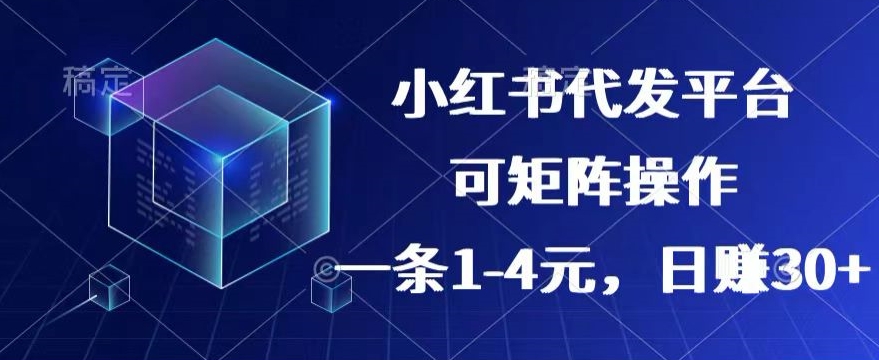 【小红书的 抖音视频】代发平台，一条1~4元，日赚30 的可靠小程序，可引流矩阵实际操作-韬哥副业项目资源网