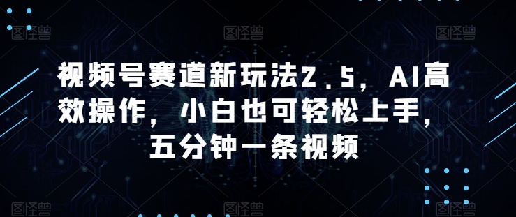 微信视频号跑道新模式2.5，AI高效率实际操作，新手也可以快速上手，五分钟一条视频-韬哥副业项目资源网