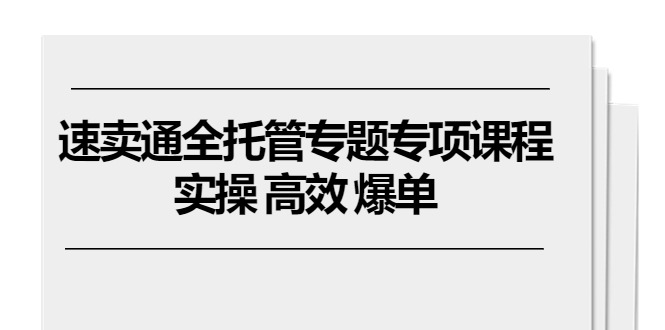 （10917期）全球速卖通 全托管专题讲座重点课程内容，实际操作 高效率 打造爆款（11堂课）-韬哥副业项目资源网