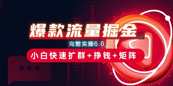 爆品总流量掘金队_详细实际操作6.0_新手迅速扩群 赚钱 引流矩阵构思【揭密】-韬哥副业项目资源网