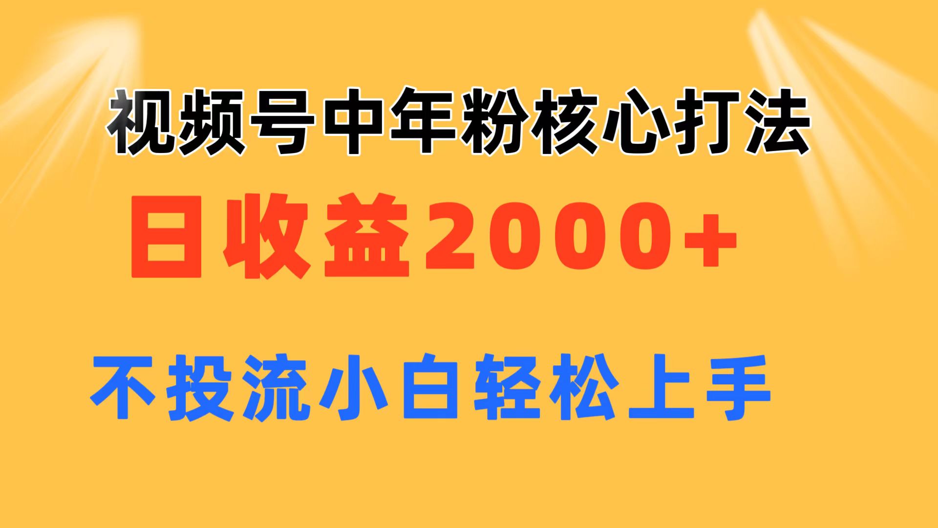 （11205期）视频号中年粉核心玩法 日收益2000+ 不投流小白轻松上手-韬哥副业项目资源网