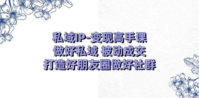 （11209期）私域IP-变现高手课：做好私域 被动成交，打造好朋友圈做好社群（18节）-韬哥副业项目资源网