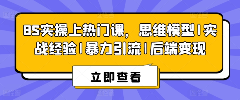 8S实际操作抖音上热门课，思维模型|实践经验|暴力行为引流方法|后面转现-韬哥副业项目资源网