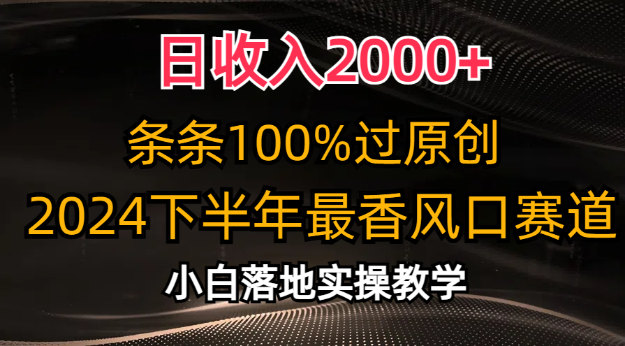 （10951期）日收益2000 ，一条条100%过原创设计，2024后半年最香出风口跑道，新手快速上手-韬哥副业项目资源网