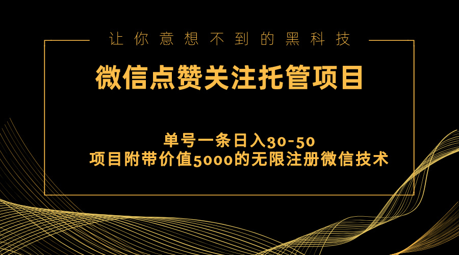 （11177期）视频号托管点赞关注，单微信30-50元，附带价值5000无限注册微信技术-韬哥副业项目资源网