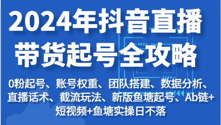 2024年抖音直播带货起号全攻略：起号/权重/团队/数据/话术/截流等-韬哥副业项目资源网