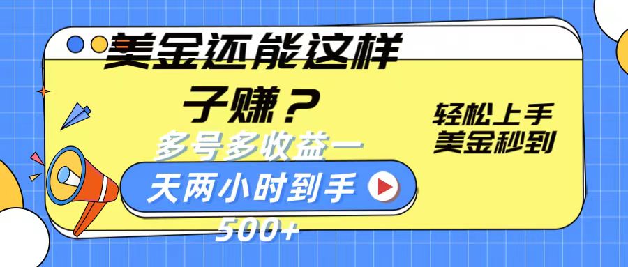 美金还能这样子赚？轻松上手，美金秒到账 多号多收益，一天 两小时，到手500+-韬哥副业项目资源网