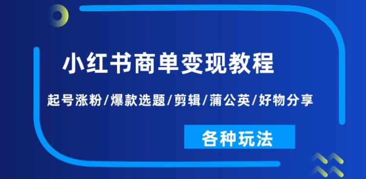 小红书的商单转现实例教程：养号增粉/爆品论文选题/视频剪辑/蒲公英花/好物分享/各种各样游戏玩法-韬哥副业项目资源网