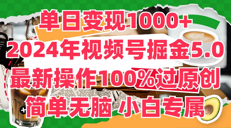 单日变现1000+，2024年视频号掘金5.0，最新骚操作100%过原创玩法，简单无脑，小白专属-韬哥副业项目资源网