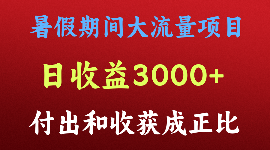 一天收益3000+，暑假期间， 这个项目才是真火-韬哥副业项目资源网