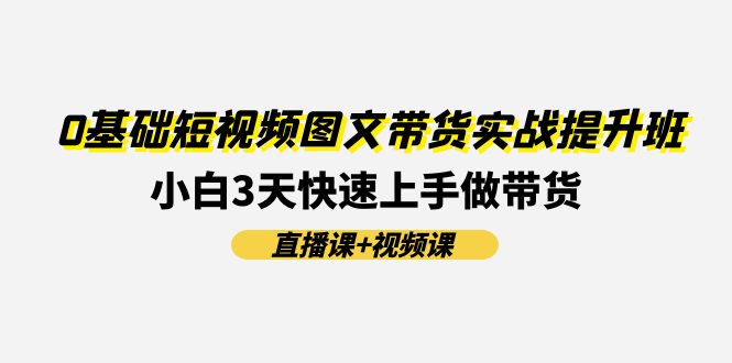 0基础短视频图文带货实战提升班，小白3天快速上手做带货(直播课+视频课)-韬哥副业项目资源网