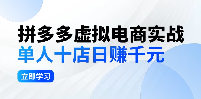 （12326期）拼多多虚拟电商实战：单人10店日赚千元，深耕老项目，稳定盈利不求风口-韬哥副业项目资源网