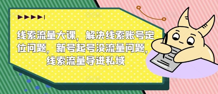 线索流量大课，解决线索账号定位问题，新号起号没流量问题，线索流量导进私域-韬哥副业项目资源网