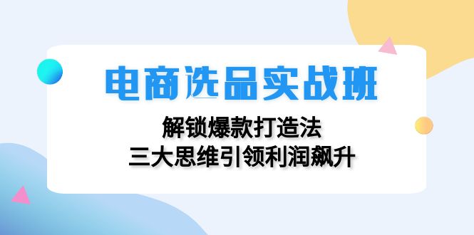 （12398期）电商选品实战班：解锁爆款打造法，三大思维引领利润飙升-韬哥副业项目资源网