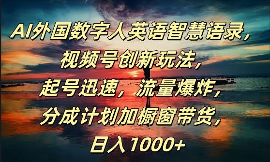 AI外国数字人英语智慧语录，视频号创新玩法，起号迅速，流量爆炸，日入1k+【揭秘】-韬哥副业项目资源网