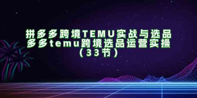 拼多多跨境TEMU实战与选品，多多temu跨境选品运营实操（33节）-韬哥副业项目资源网