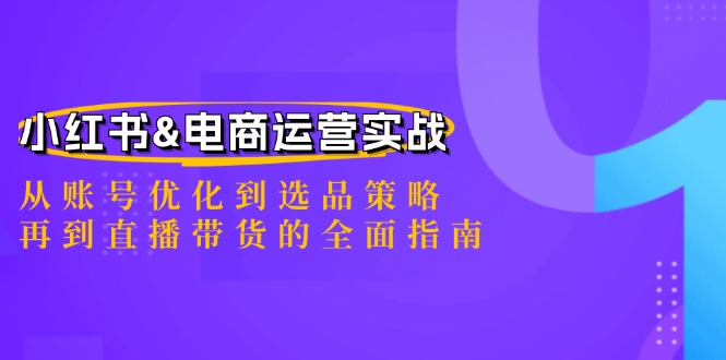 小红书&电商运营实战：从账号优化到选品策略，再到直播带货的全面指南-韬哥副业项目资源网