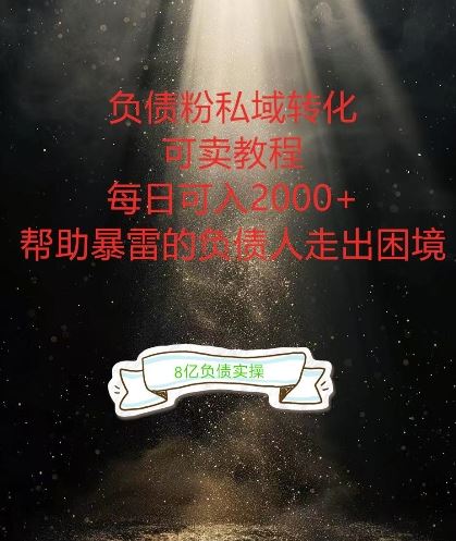 负债粉掘金计划，帮助负债者解决问题，债务规划，债务重组，最好的变现方式【揭秘】-韬哥副业项目资源网