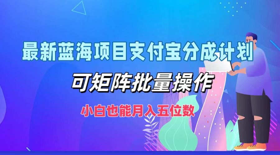 最新蓝海项目支付宝分成计划，可矩阵批量操作，小白也能月入五位数-韬哥副业项目资源网