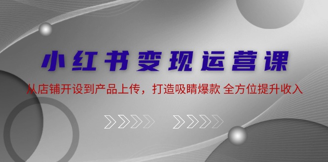 小红书变现运营课：从店铺开设到产品上传，打造吸睛爆款 全方位提升收入-韬哥副业项目资源网