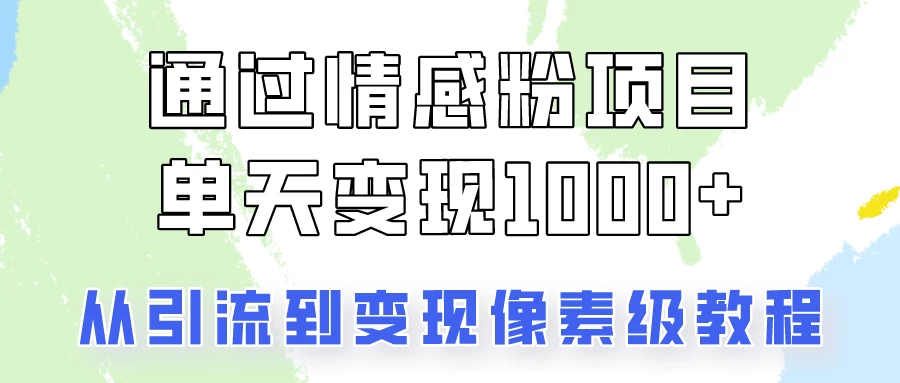 关于情感粉变现项目，我是怎么做到单天赚1000+的？从引流到变现像素级教程-韬哥副业项目资源网