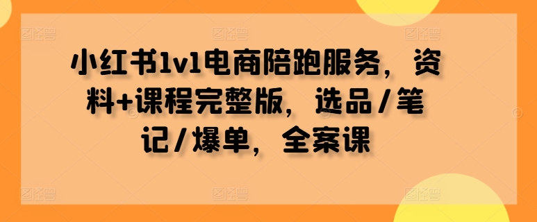 小红书1v1电商陪跑服务，资料+课程完整版，选品/笔记/爆单，全案课-韬哥副业项目资源网