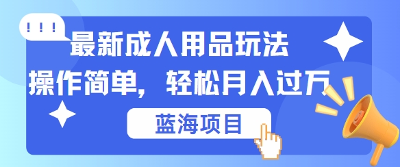 最新成人用品项目玩法，操作简单，动动手，轻松日入几张【揭秘】-韬哥副业项目资源网