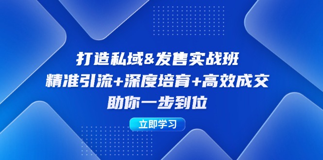 打造私域&发售实操班：精准引流+深度培育+高效成交，助你一步到位-韬哥副业项目资源网