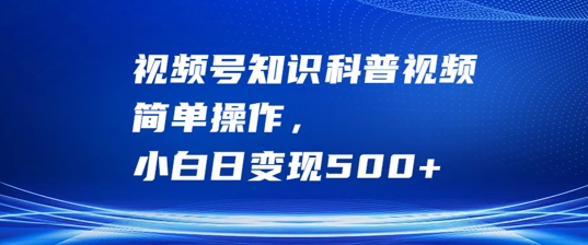 视频号知识科普视频，简单操作，小白日变现500+【揭秘】-韬哥副业项目资源网