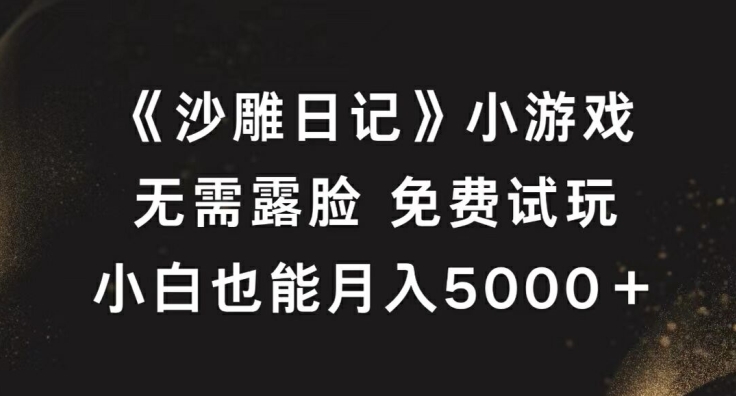 《沙雕日记》小游戏，无需露脸免费试玩，小白也能月入5000+【揭秘】-韬哥副业项目资源网