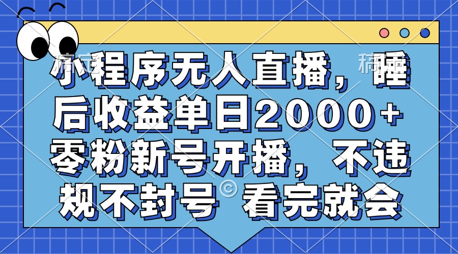 （13251期）小程序无人直播，睡后收益单日2000+ 零粉新号开播，不违规不封号 看完就会-韬哥副业项目资源网