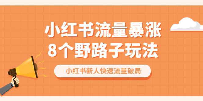 （6476期）小红书流量-暴涨8个野路子玩法：小红书新人快速流量破局（8节课）-韬哥副业项目资源网