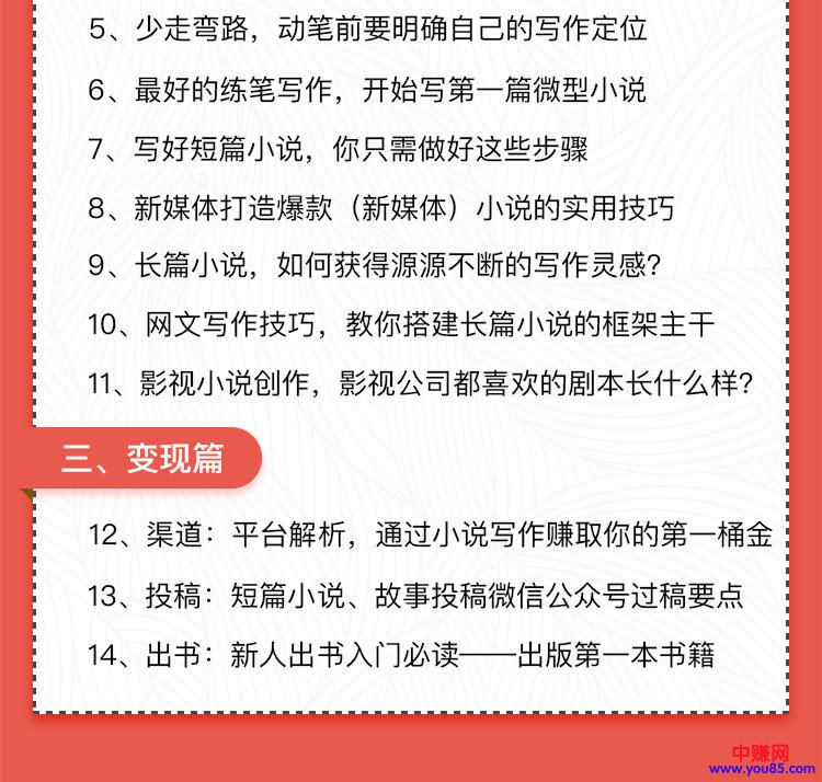 （922期）0基础小说写作培训营：从新手到网络畅销作家赚百万稿费（14节视频课）-韬哥副业项目资源网