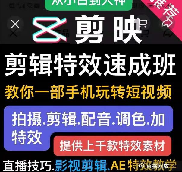 （1799期）剪映剪辑特效速成班：教你一部手机玩转短视频，提供上千款特效素材(无水印)-韬哥副业项目资源网