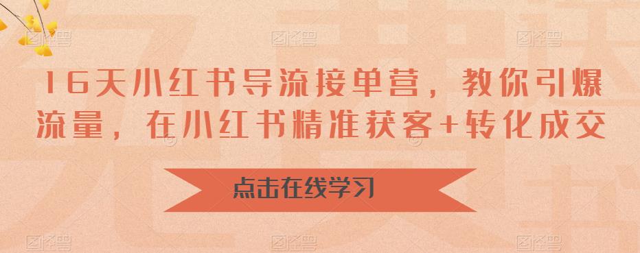 （6523期）16天-小红书 导流接单营，教你引爆流量，在小红书精准获客+转化成交-韬哥副业项目资源网