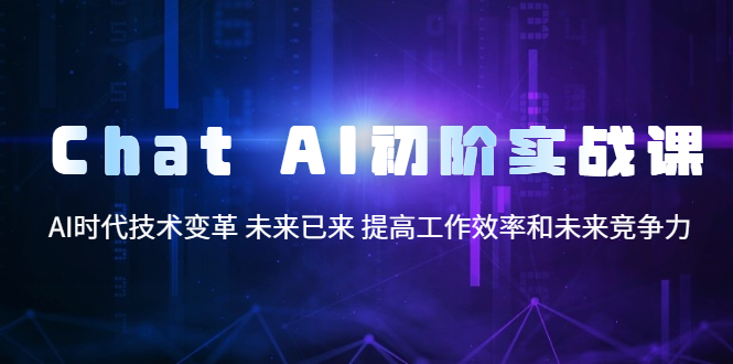 （5610期）Chat AI初阶实战课，AI时代技术变革 未来已来 提高工作效率和未来竞争力-韬哥副业项目资源网