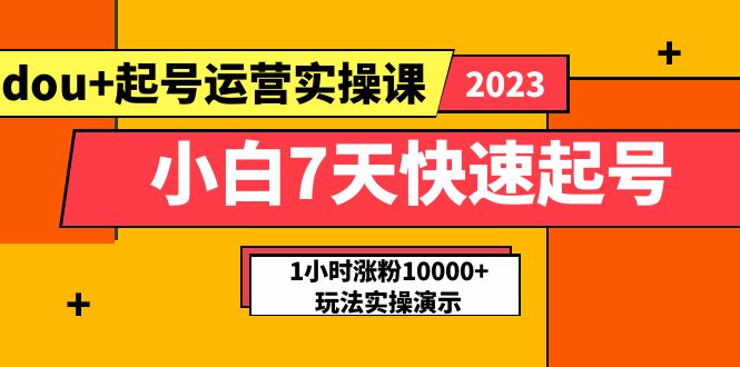 （5878期）小白7天快速起号：dou+起号运营实操课，实战1小时涨粉10000+玩法演示-韬哥副业项目资源网