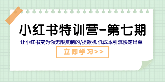 （5608期）小红书特训营-第七期 让小红书变为你无限复制的/提款机 低成本引流快速出单-韬哥副业项目资源网