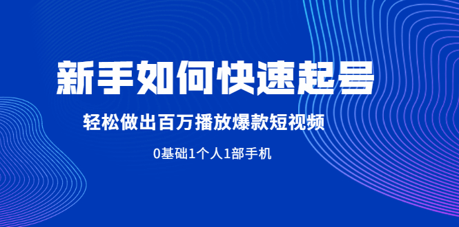 （1998期）新手如何快速起号,轻松做出百万播放爆款短视频，0基础1个人1部手机-韬哥副业项目资源网