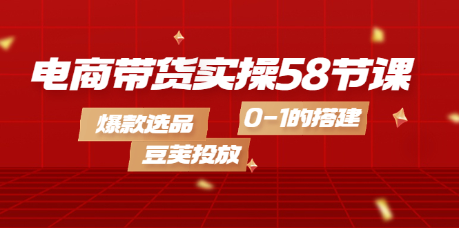 （4024期）电商带货实操58节课，爆款选品，豆荚投放，0-1的搭建-韬哥副业项目资源网