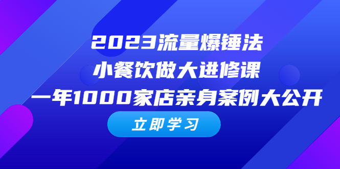 （6485期）2023流量 爆锤法，小餐饮做大进修课，一年1000家店亲身案例大公开-韬哥副业项目资源网