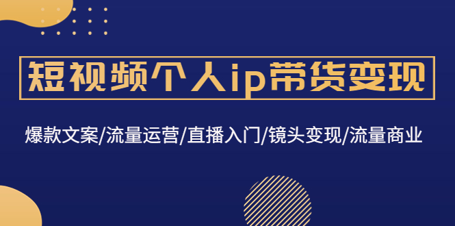 （4595期）短视频个人ip带货变现：爆款文案/流量运营/直播入门/镜头变现/流量商业-韬哥副业项目资源网