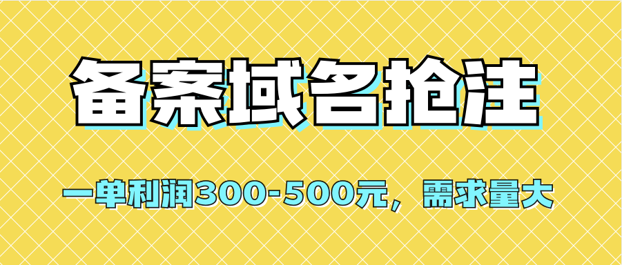 （7277期）【全网首发】备案域名抢注，一单利润300-500元，需求量大-韬哥副业项目资源网