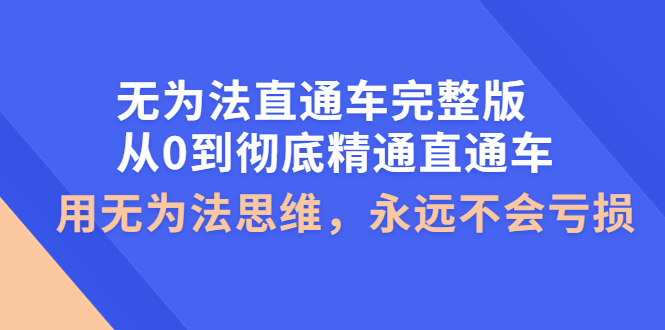 （3921期）无为法直通车完整版：从0到彻底精通直通车，用无为法思维，永远不会亏损-韬哥副业项目资源网