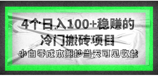 图片[1]-（4041期）4个稳赚的冷门搬砖项目，每个项目日入100+小白零成本照抄当天可见收益-韬哥副业项目资源网