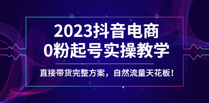 （4698期）2023抖音电商0粉起号实操教学，直接带货完整方案，自然流量天花板-韬哥副业项目资源网