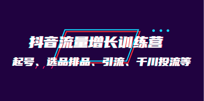 （4022期）月销1.6亿实操团队·抖音流量增长训练营：起号、选品排品、引流 千川投流等-韬哥副业项目资源网