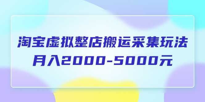 （5931期）淘宝虚拟整店搬运采集玩法分享课：月入2000-5000元（5节课）-韬哥副业项目资源网